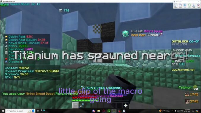 Undetectable Mithril Macro for Hypixel Skyblock! 724M Coins + 25M Mining XP Daily July 2025